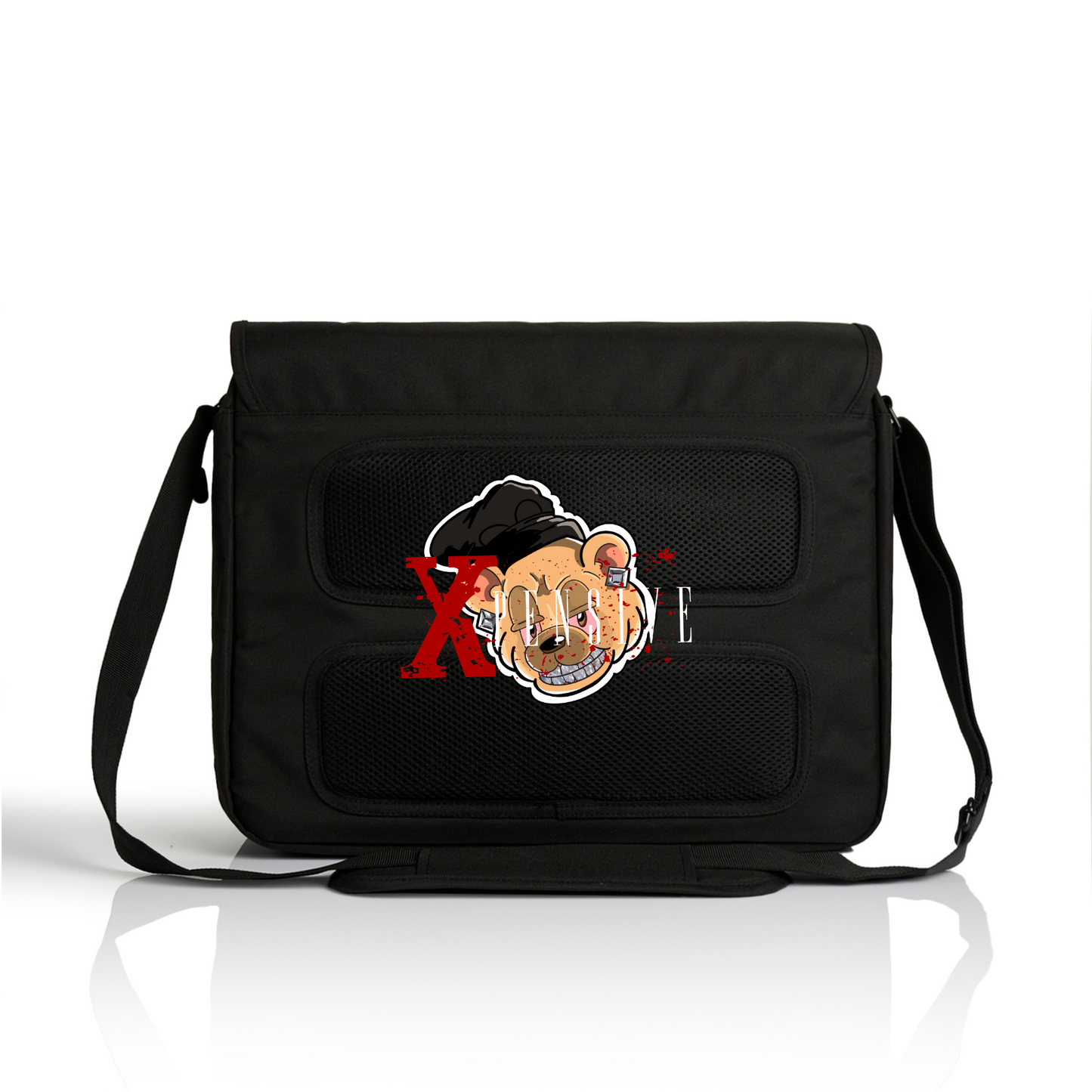 RECYCLED MESSENGER BAG Xpensive Bear Logo | BLACK